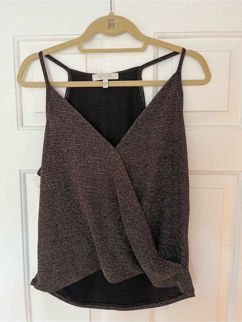 Eri + Ali Bronze Metallic Wrap-Front Cami
